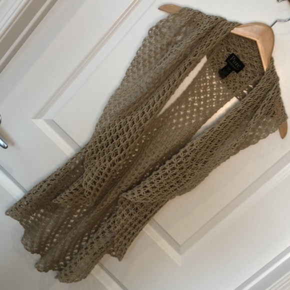 PURE | Pure Handknit 100% Cotton Loose Net Beige  Shrug - Small - Picture 4 of 8